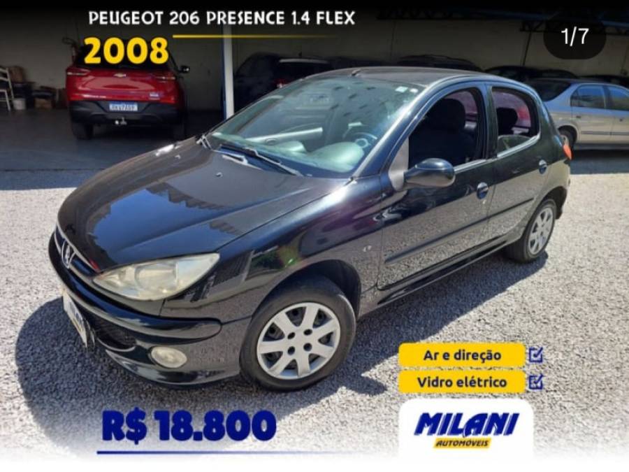 PEUGEOT - 206 - 2008/2008 - Preta - R$ 18.800,00